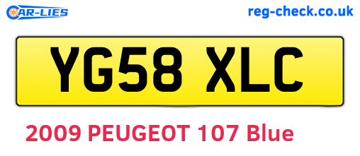 YG58XLC are the vehicle registration plates.