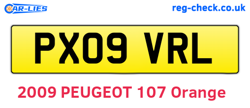 PX09VRL are the vehicle registration plates.