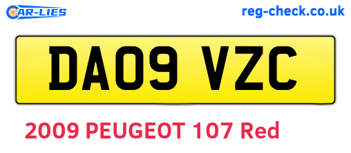 DA09VZC are the vehicle registration plates.