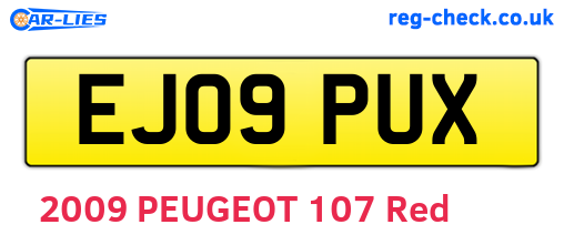 EJ09PUX are the vehicle registration plates.