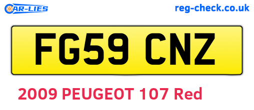 FG59CNZ are the vehicle registration plates.