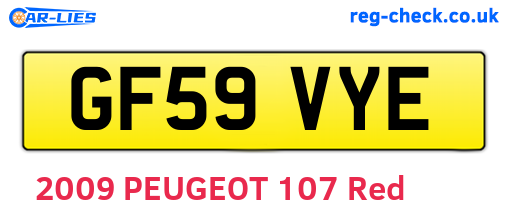 GF59VYE are the vehicle registration plates.