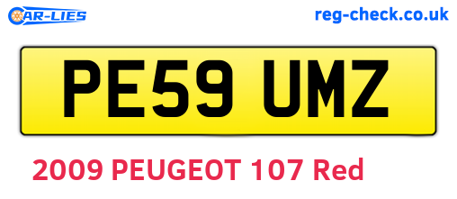 PE59UMZ are the vehicle registration plates.