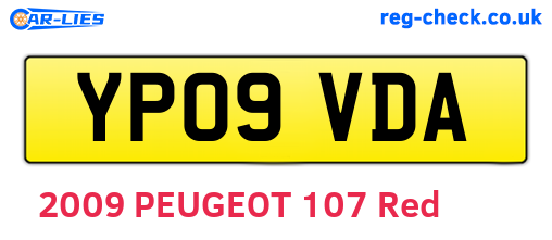 YP09VDA are the vehicle registration plates.
