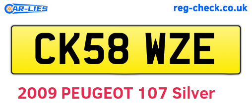 CK58WZE are the vehicle registration plates.