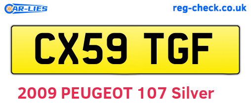CX59TGF are the vehicle registration plates.