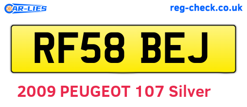 RF58BEJ are the vehicle registration plates.