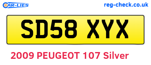 SD58XYX are the vehicle registration plates.