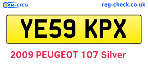 YE59KPX are the vehicle registration plates.
