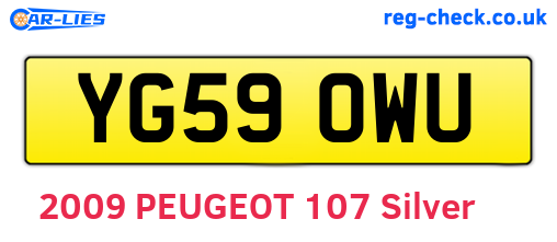 YG59OWU are the vehicle registration plates.