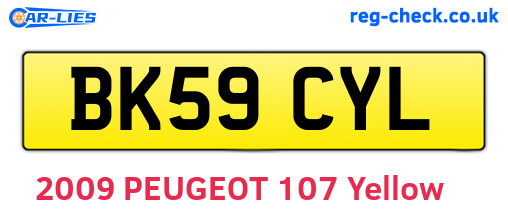 BK59CYL are the vehicle registration plates.