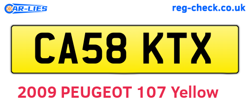 CA58KTX are the vehicle registration plates.
