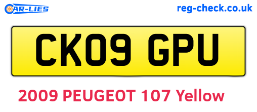CK09GPU are the vehicle registration plates.