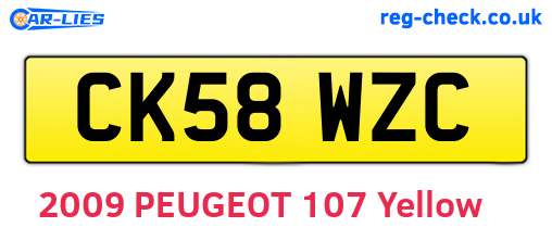 CK58WZC are the vehicle registration plates.