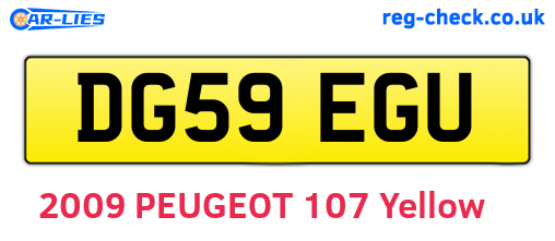 DG59EGU are the vehicle registration plates.