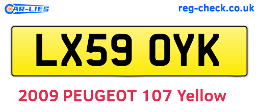 LX59OYK are the vehicle registration plates.