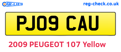 PJ09CAU are the vehicle registration plates.