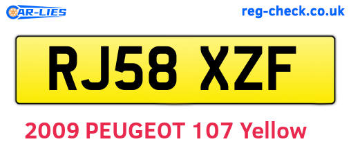 RJ58XZF are the vehicle registration plates.