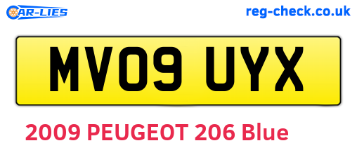 MV09UYX are the vehicle registration plates.