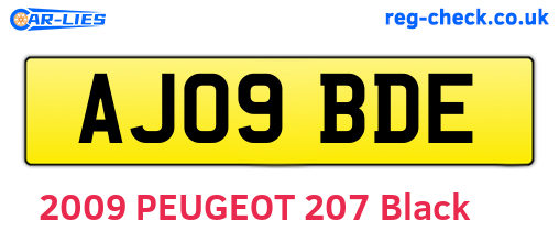 AJ09BDE are the vehicle registration plates.
