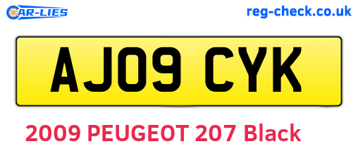AJ09CYK are the vehicle registration plates.