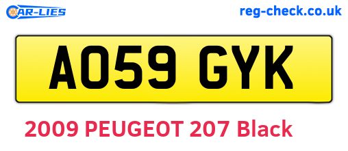 AO59GYK are the vehicle registration plates.
