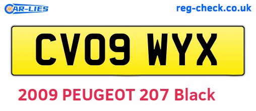 CV09WYX are the vehicle registration plates.