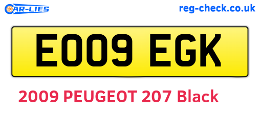 EO09EGK are the vehicle registration plates.