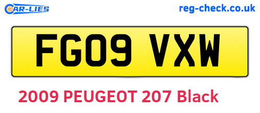 FG09VXW are the vehicle registration plates.