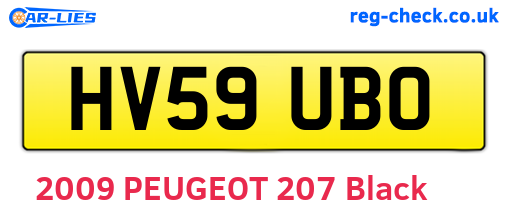 HV59UBO are the vehicle registration plates.