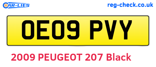 OE09PVY are the vehicle registration plates.