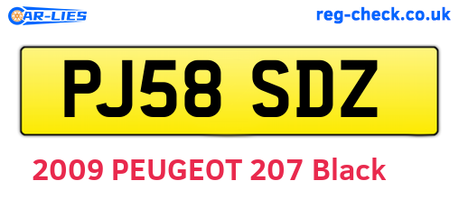 PJ58SDZ are the vehicle registration plates.