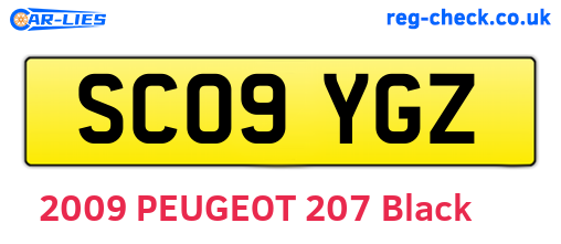 SC09YGZ are the vehicle registration plates.