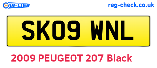 SK09WNL are the vehicle registration plates.