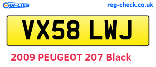 VX58LWJ are the vehicle registration plates.