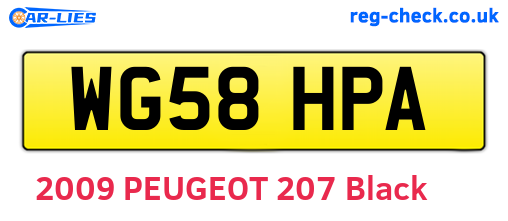 WG58HPA are the vehicle registration plates.