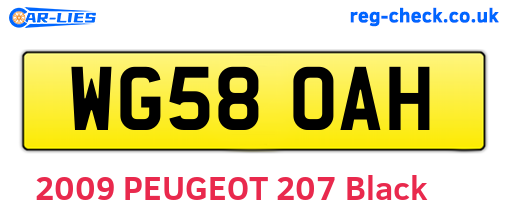 WG58OAH are the vehicle registration plates.