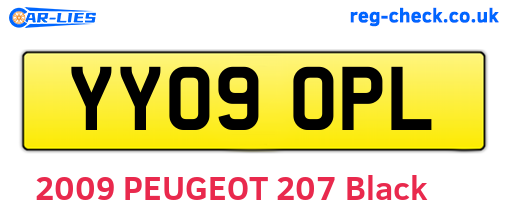 YY09OPL are the vehicle registration plates.