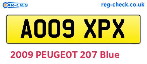 AO09XPX are the vehicle registration plates.