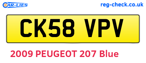 CK58VPV are the vehicle registration plates.