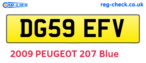 DG59EFV are the vehicle registration plates.