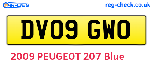DV09GWO are the vehicle registration plates.