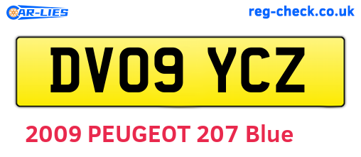 DV09YCZ are the vehicle registration plates.