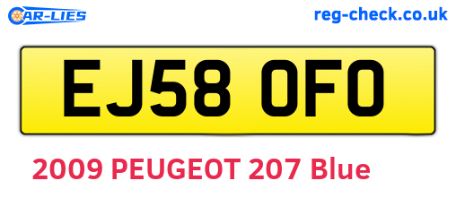 EJ58OFO are the vehicle registration plates.