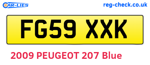 FG59XXK are the vehicle registration plates.