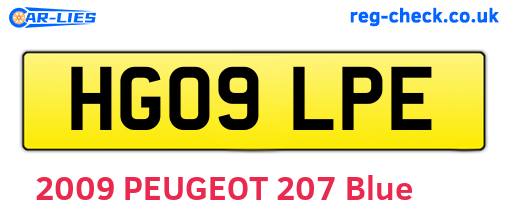 HG09LPE are the vehicle registration plates.