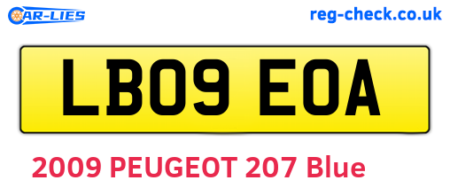 LB09EOA are the vehicle registration plates.