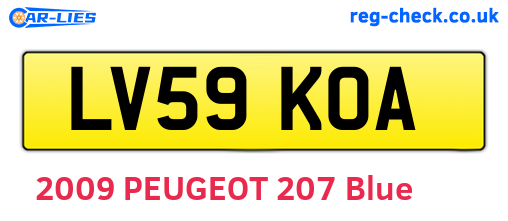 LV59KOA are the vehicle registration plates.