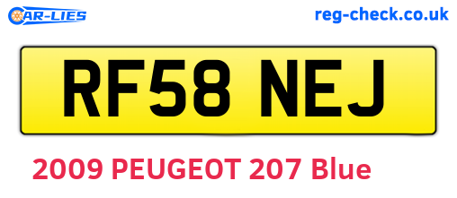 RF58NEJ are the vehicle registration plates.