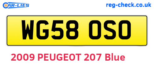 WG58OSO are the vehicle registration plates.